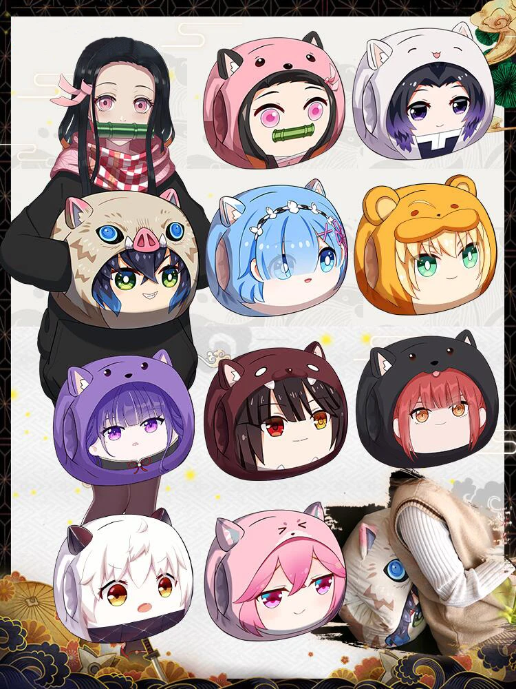 

Demon Slayer Genshin Impact Theme Plush Bolster Nezuko Back Cushions Pillow Hand Rests Hand Warmer Winter Anime Accessories