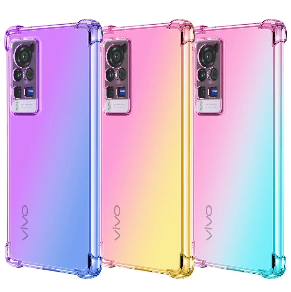 

Shockproof Gradient Transparent Case For VIVO X60 Pro Global X60 5G Curved Protective Cover For VIVO X60 Funda
