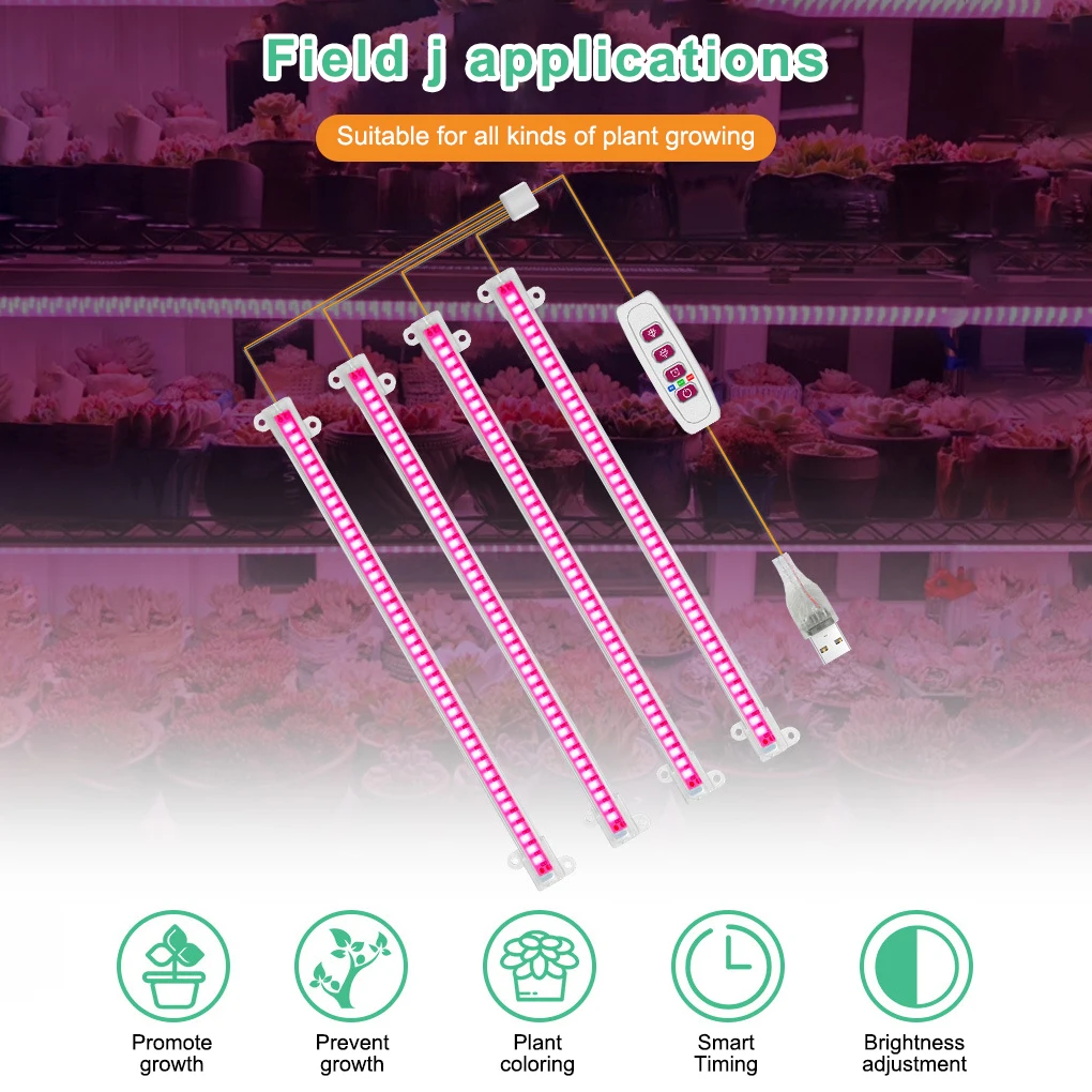 

LED Grow Light Strips IP20 Life Waterproof ABS Lamps Full Spectrum Flower for Office Indoor Greenhouse Two Heads Red Blue