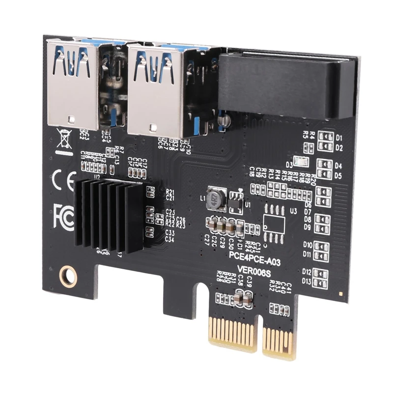 2X PCI-E 1 до 4 переходная карта 1X 16X порта двухслойная USB3.0 Расширенная для майнинга BTC