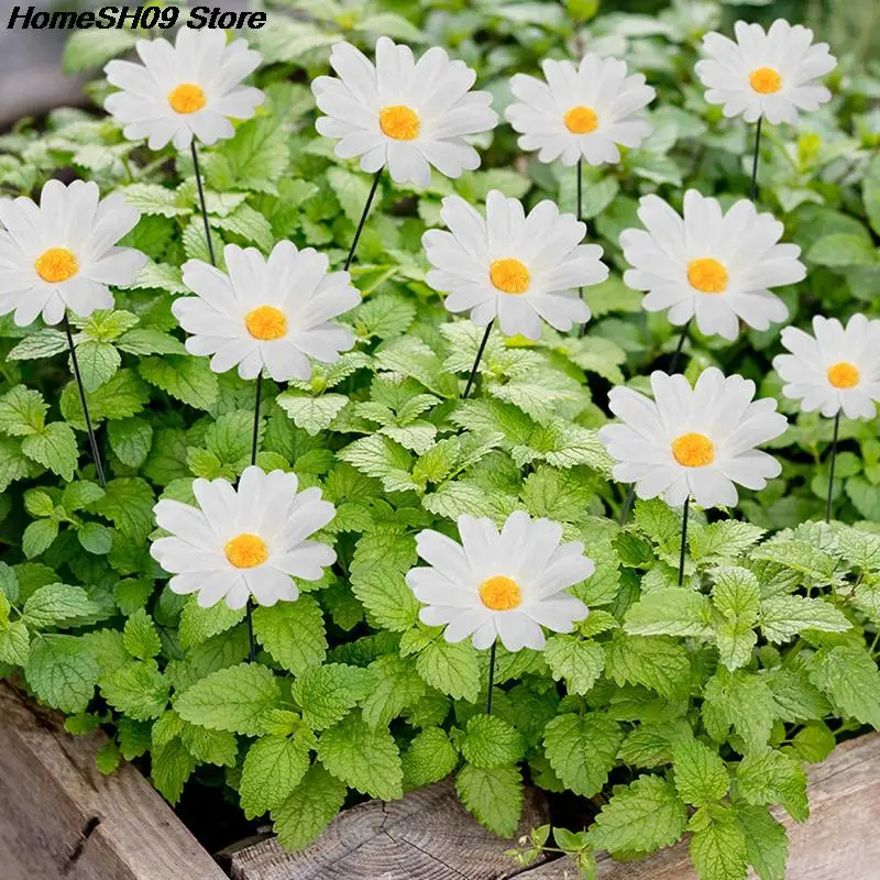 

10PCS Bunch of Daisy Multichamber Stakes Colorful Flower Pots Garden Yard Plant Decorations