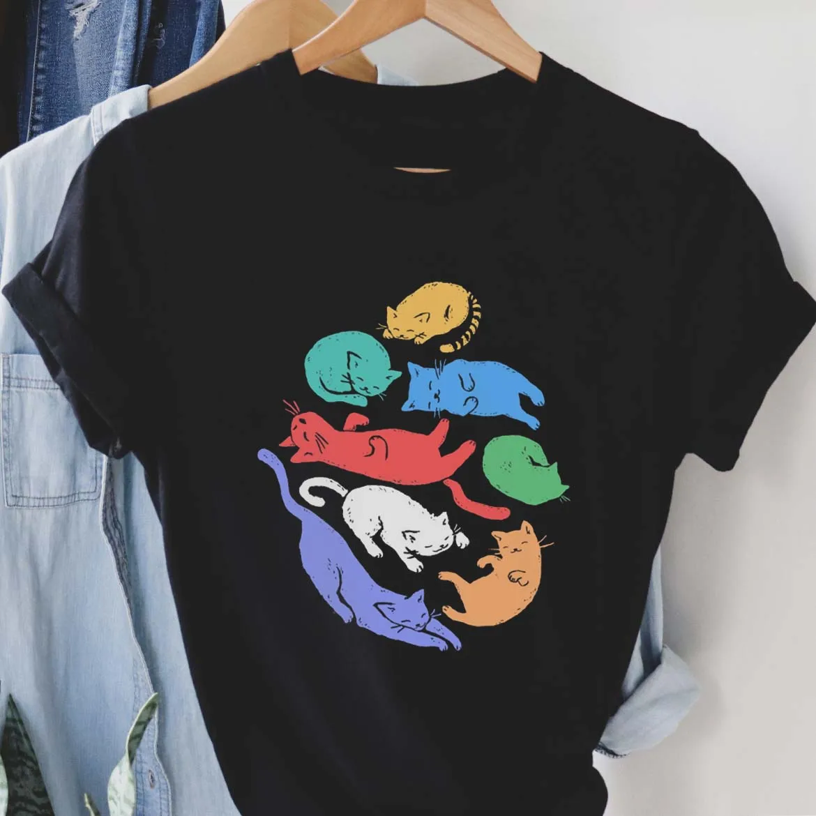 

Женская футболка в студенческом стиле, летняя мультяшная модная Акварельная Веселая одежда, женский топ, футболка с принтом милых животных.