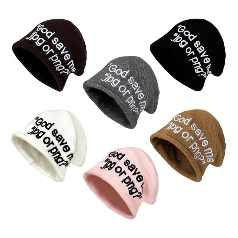 

Winter Knit Hat for Teen Windproof Hat with Embroidery Letter Skiing Riding Hat