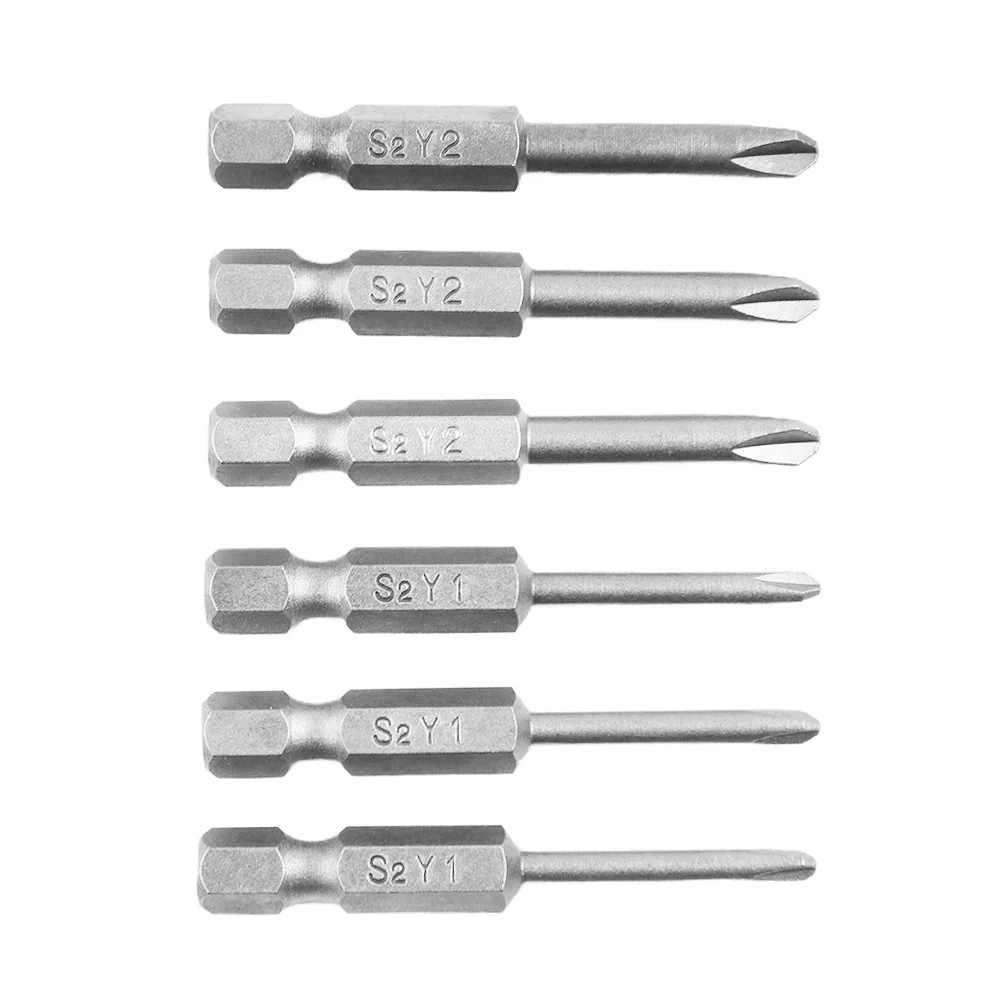 

6 Pcs 50mm Y1 Y2 Tip Head Screwdriver Bits Set Hex Shank Magnetic Tri-wing Screwdriver For Drill Air Hand Tools Accessories