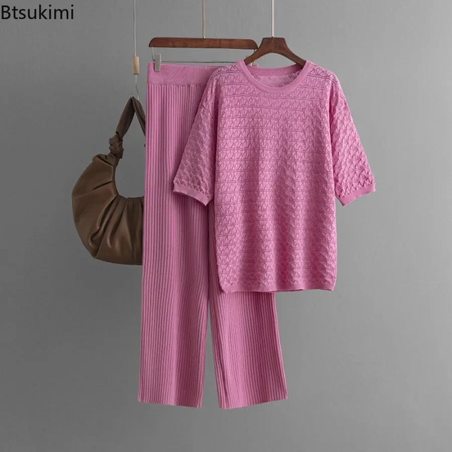 Новинка 2024 года женские летние комплекты из 2 предметов для отдыха однотонные