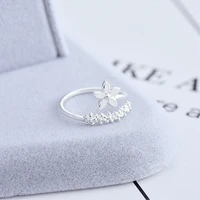 2022 new fresh flower silver color temperament personality literary fashion gift korea female resizable opening rings for women