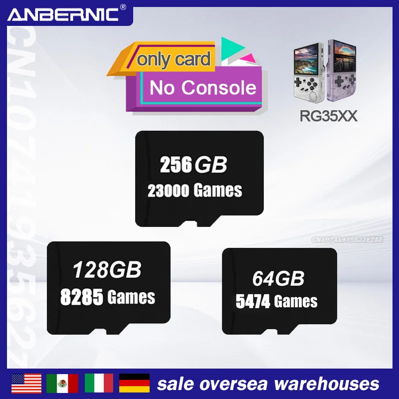 

256 ГБ ANBERNIC RG35xx TF-карта предварительно загруженные игры для 256g 128 Гб 64 ГБ на выбор SD-карты встроенные 23000 игр портативная игра для сумки
