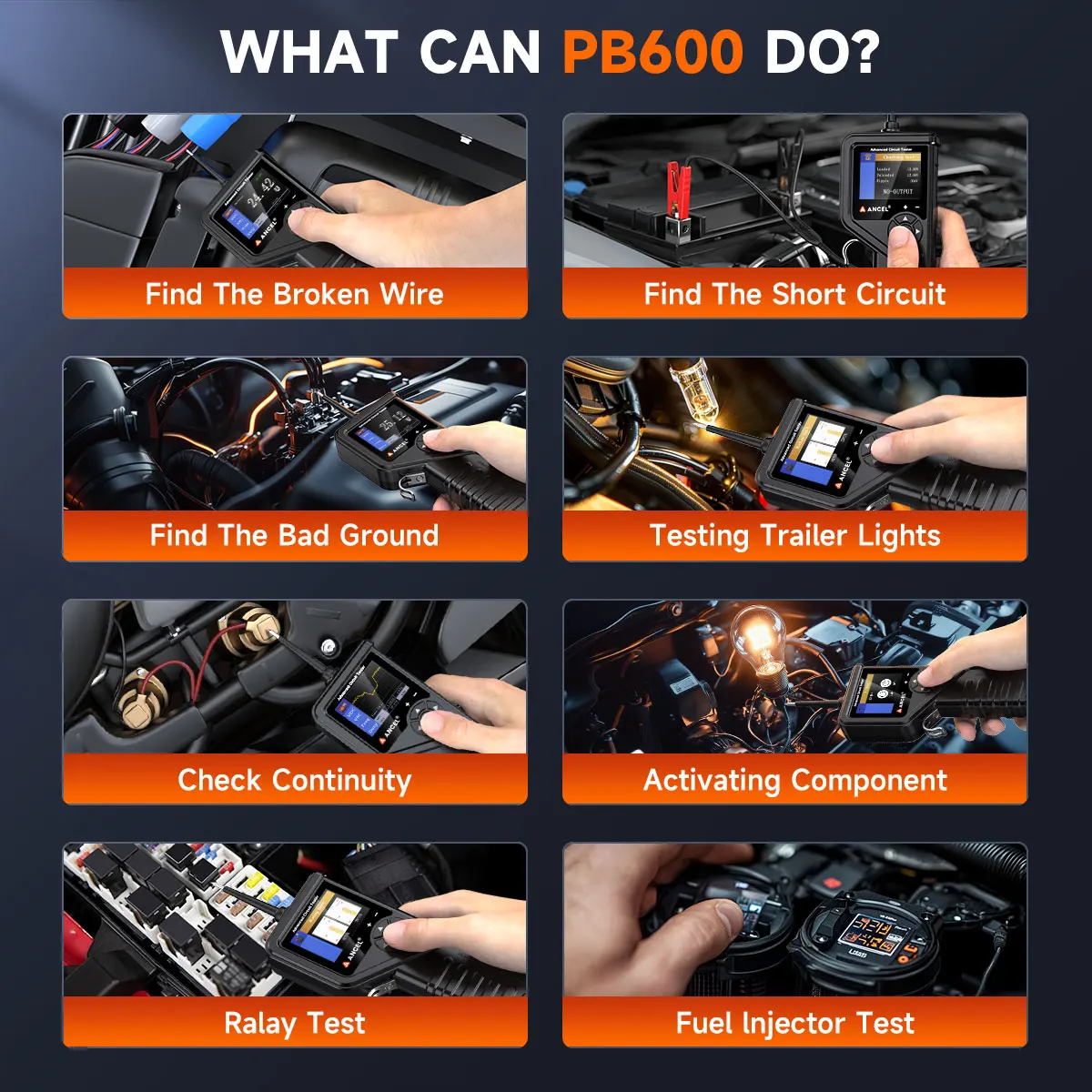 Ancel PB600 12 В 24 электрический ток напряжение встроенный силовой сканер тестер цепей
