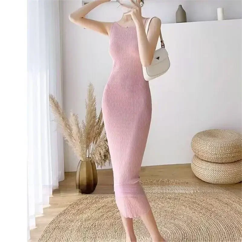 2024 вязаное платье весна-лето новое длинное корейское стильное элегантное
