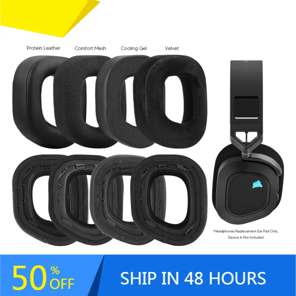 Фото Сменные амбушюры для беспроводных наушников Corsair HS80 HS 80 RGB, аксессуары для гарнитуры, запасные части для ремонта, губчатые подушечки для ушей №4