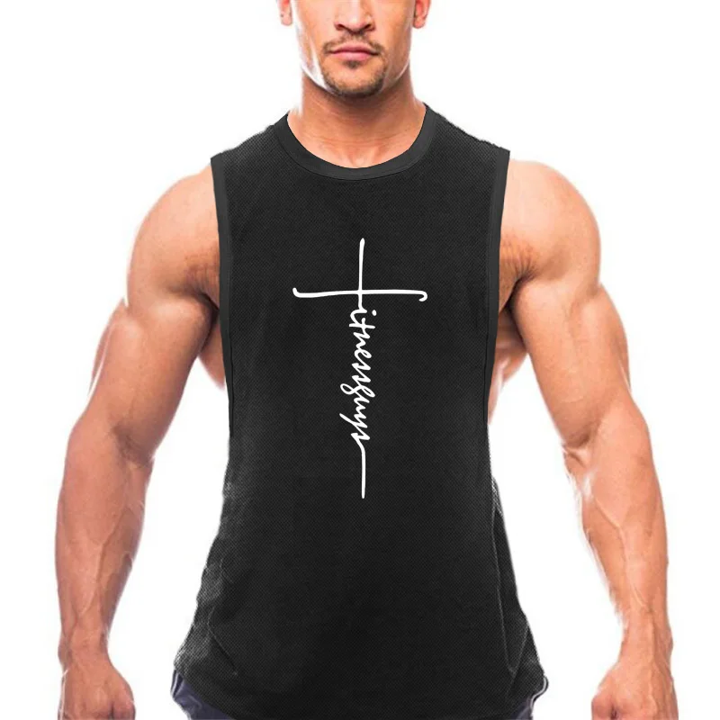

Muscleguys Brand Gym Sleeveless Shirt Bodybuilding Clothing and Fitness Men Undershirt Quick Dry Mesh Tank Tops Men Muscle Vest