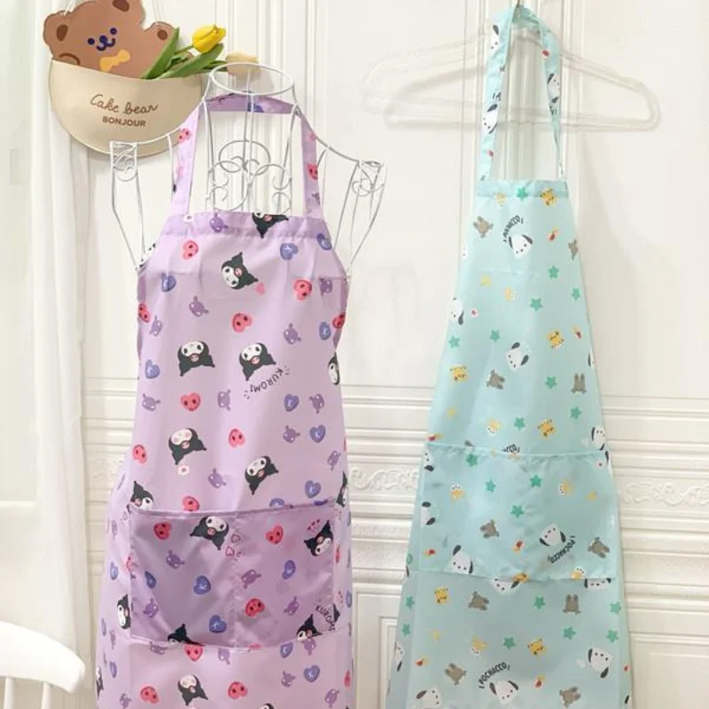 

Kawaii Sanrio Cinnamoroll Hello Kitty My Melody Waterproof Apron Oilproof Kitchen Cooking Cartoon Work Clothes Sleeveless Apron