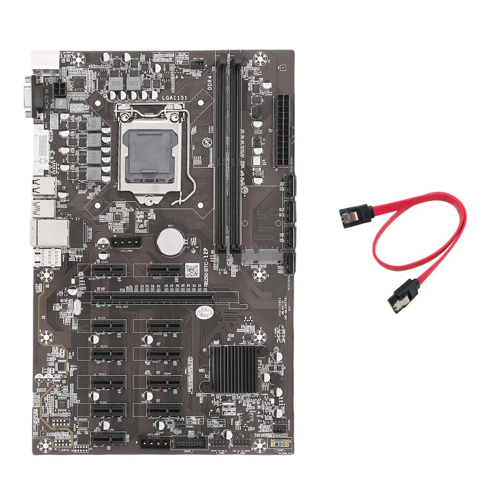 

Материнская плата для майнинга B250B ETH + кабель SATA LGA1151 DDR4 12x, слот для графической карты MSATA SATA3.0 USB3.0 для майнинга BTC
