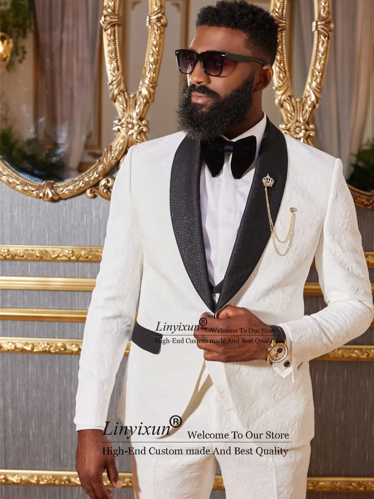 

Классические черные мужские костюмы с отложным воротником и шалью, облегающий Женский комплект из 3 предметов, официальный деловой мужской костюм