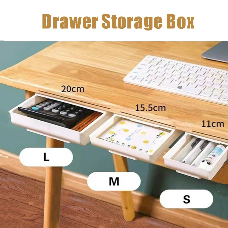 

Self-adhesive under-desk storage drawer hidden storage box under-desk cosmetic box drawer storage organization stationery