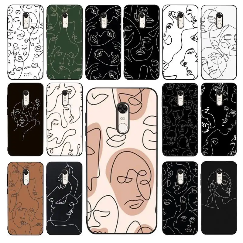 

MaiYaCa Art Line Face Phone Case for Redmi 5 6 7 8 9 A 5plus K20 4X 6 cover