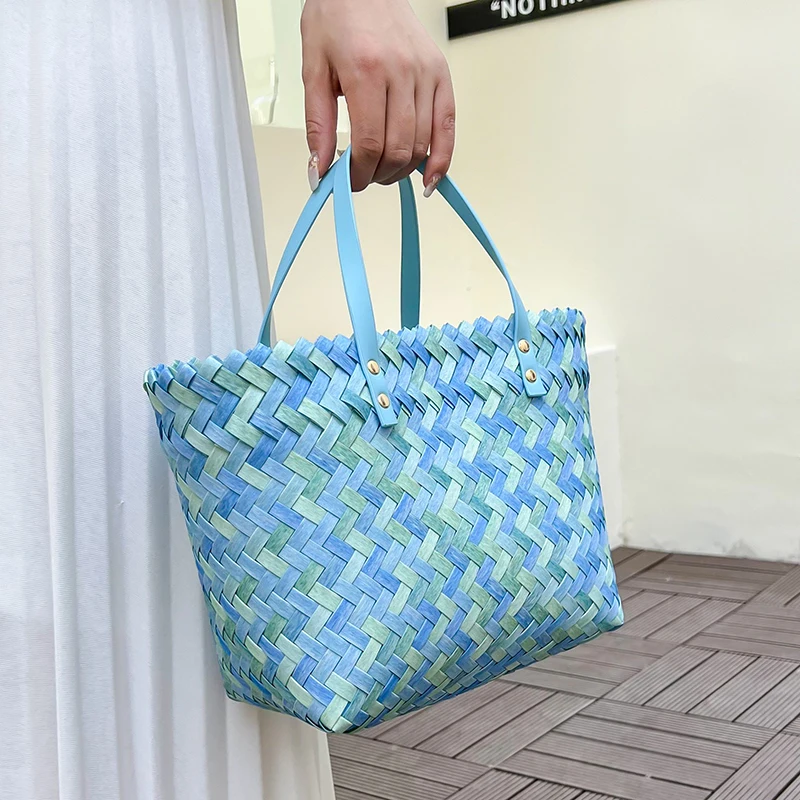 

Luxury Designer Knitted Bag for Women Tote Retro Woven Female Purses and Handbags Bohemian Large-capacity Purse Shopping Basket