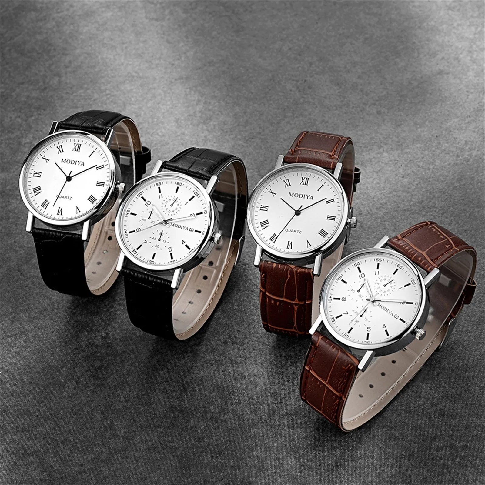 

New Men'S Watch Stainless Steel Leather Quartz Watch, Men'S Business Watch Calendar Glow Date Men'S Leisure Watch Reloj Hombre