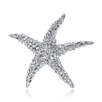 metal full rhinestone starfish brooch pins female creative corsage animal brooches jewelry accessories
