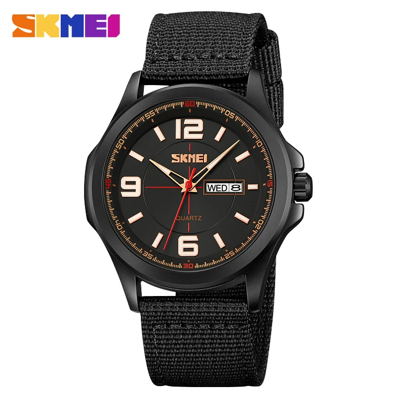 

SKMEI 9315 Nylon Band Fashion Men's Sport Watches Quartz Wrist Watch Luminous Pointer Waterproof Top Brand Male Wristwatch