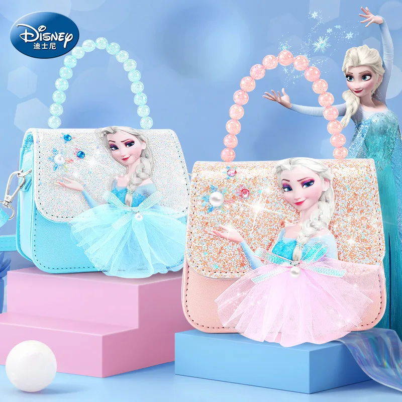 2022 New high-quality original Disney children's handbag, luxury ice princess image girl messenger bag