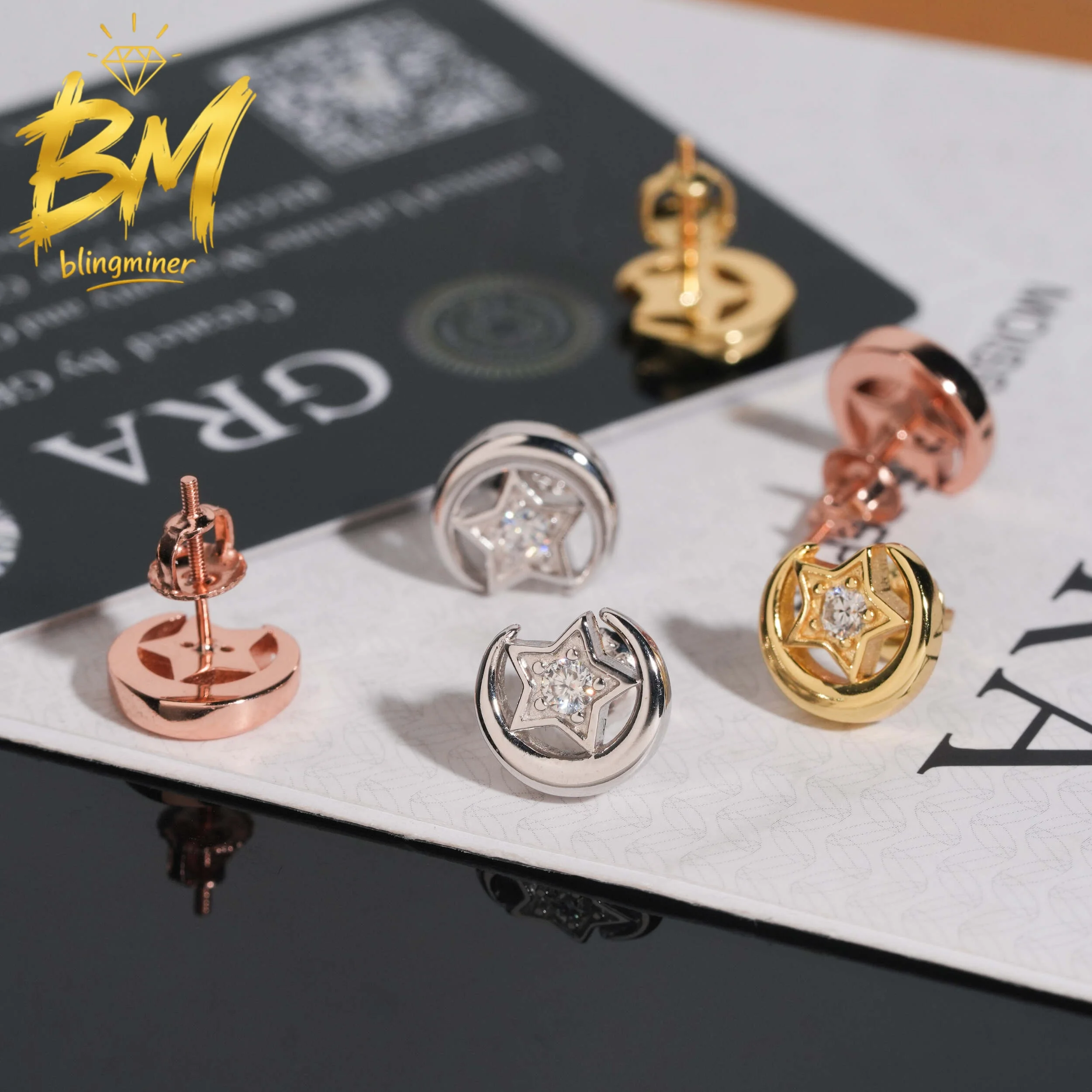 Фото Серьги Blingminer Iced Out Star VVS Moissanite для мужчин и женщин, серебряные серьги-гвоздики S925, ювелирные изделия, прошедшие проверку на алмазном тестере GRA, бесплатная доставка №1