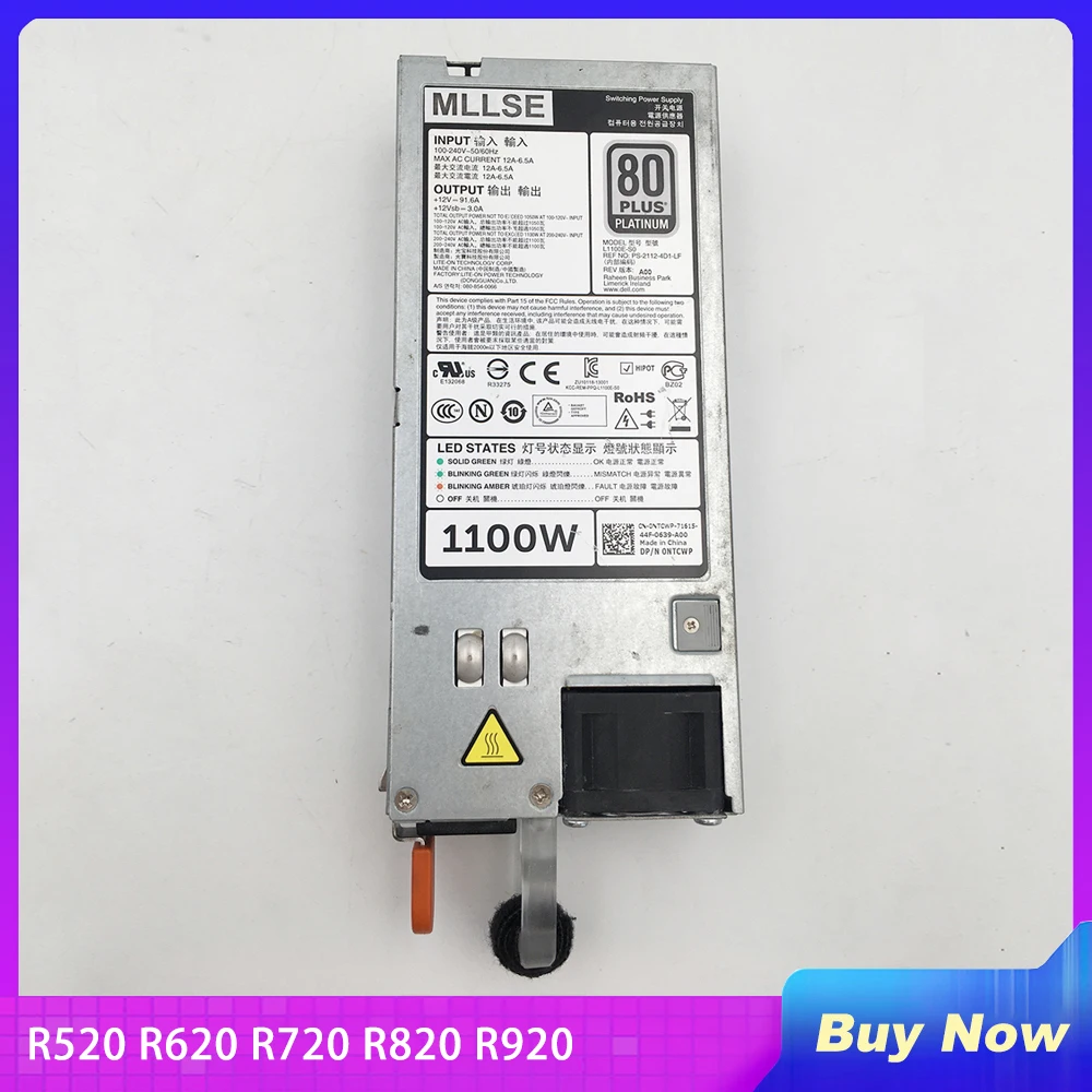 

Для DELL R520 R620 R720 R820 R920 источник питания 1100 Вт L1100E-S0 AA26510L GDPF3 NTCWP GYH9V полностью протестирован