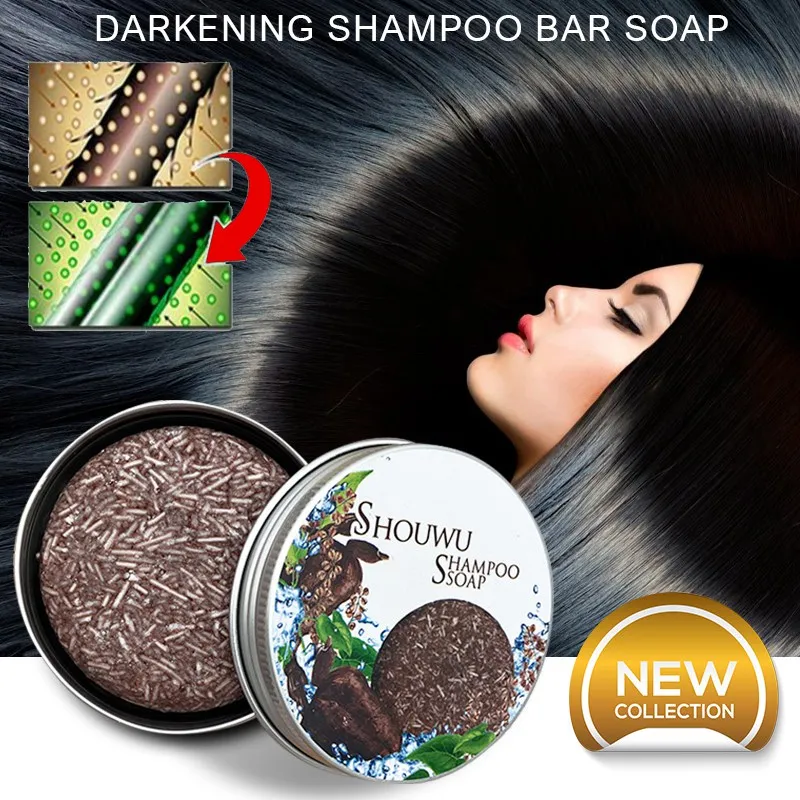Polygonum Essence Hair Darkening Shampoo Bar Soap Natural Organic Mild Formula Hair Shampoo Gray Hair Reverse Hair Cleansing