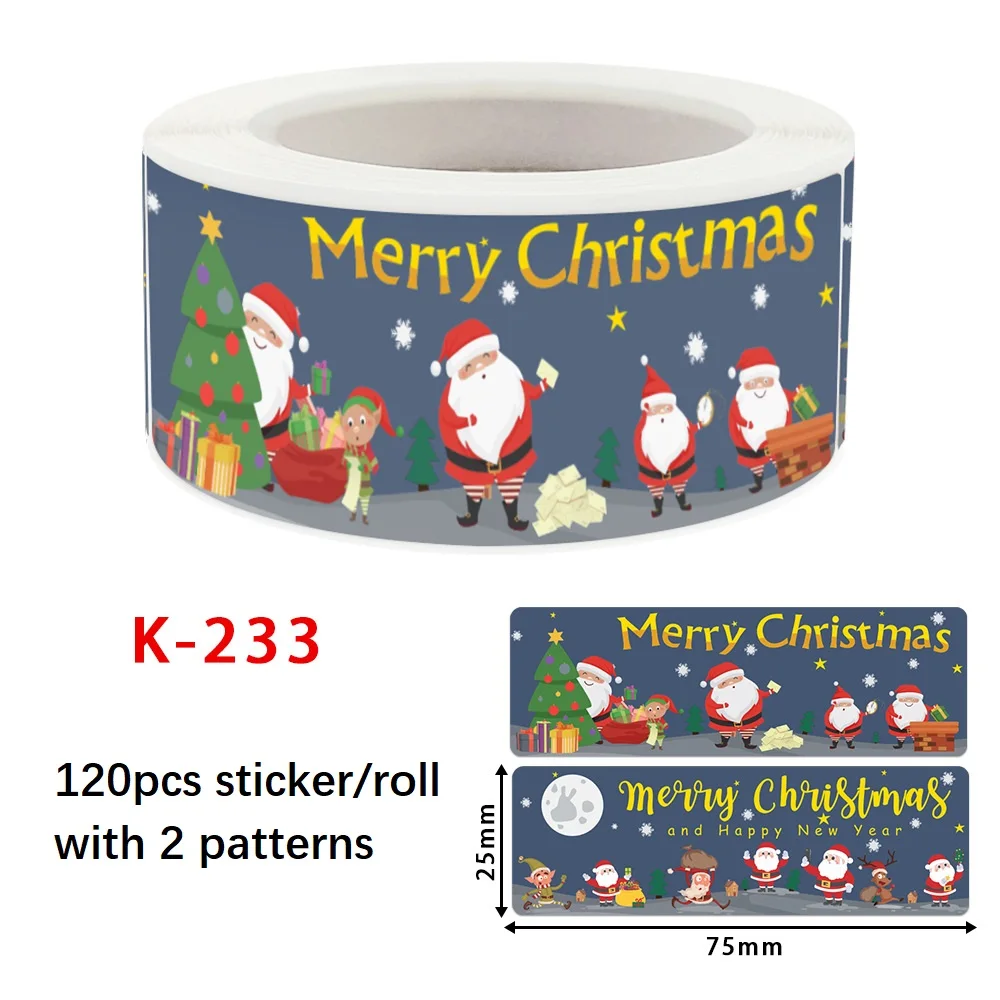 

1roll Cute Christmas Paper Sticker Red Color Cute for Kids School Supplies Gift Bag Wrap Jar Envelope Packaing Sealing Label