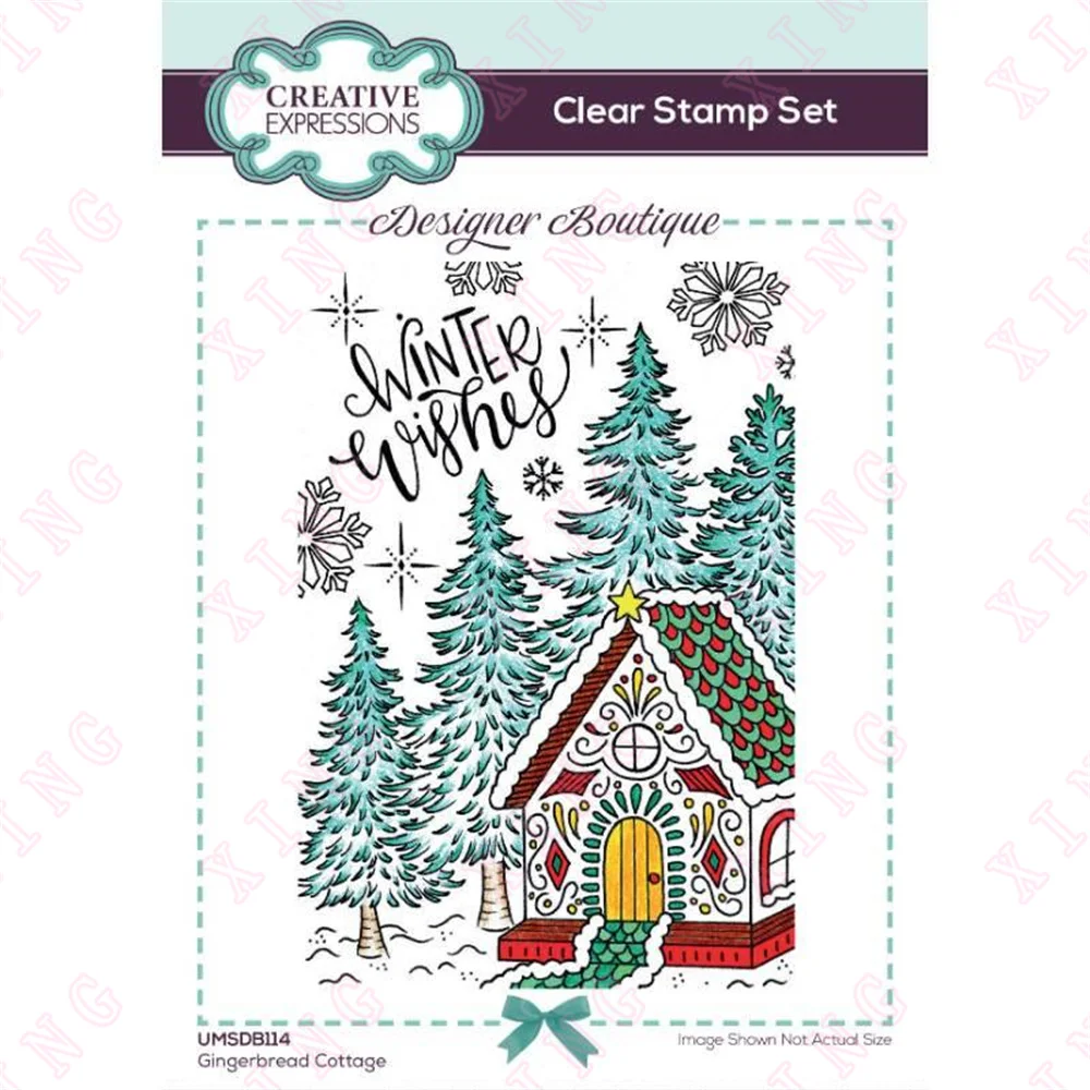 

Newest Gingerbread Cottage Clear Silicone Stamps Scrapbook Diary Decoration Embossing Template Diy Gift Card Craft Reusable Mold