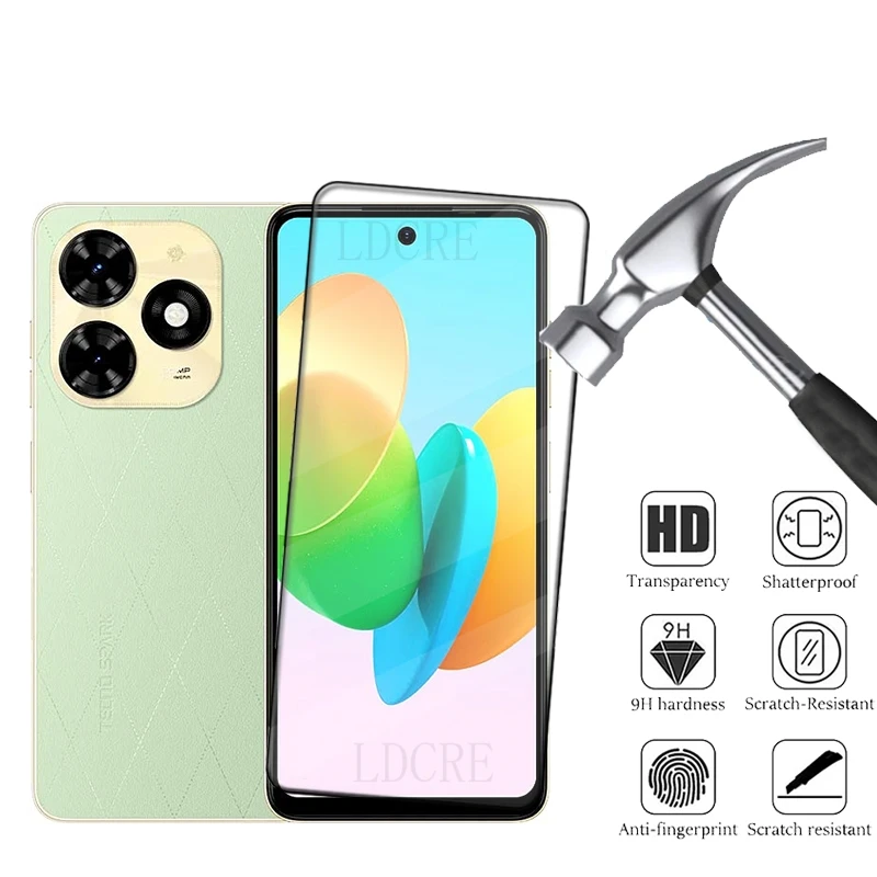 Защитное стекло для Tecno Spark 20P закаленное 9H полное покрытие клеевое 4 шт.