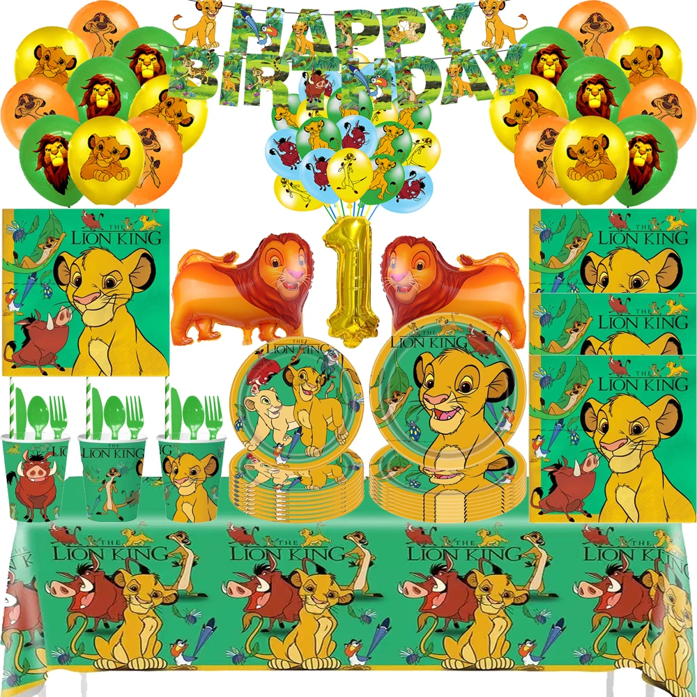 

Jungle Lion King Theme Birthday Party Decor Disposable Tableware Paper Plate Tablecloth Balloon For Boy Baby Shower Supplie Gift