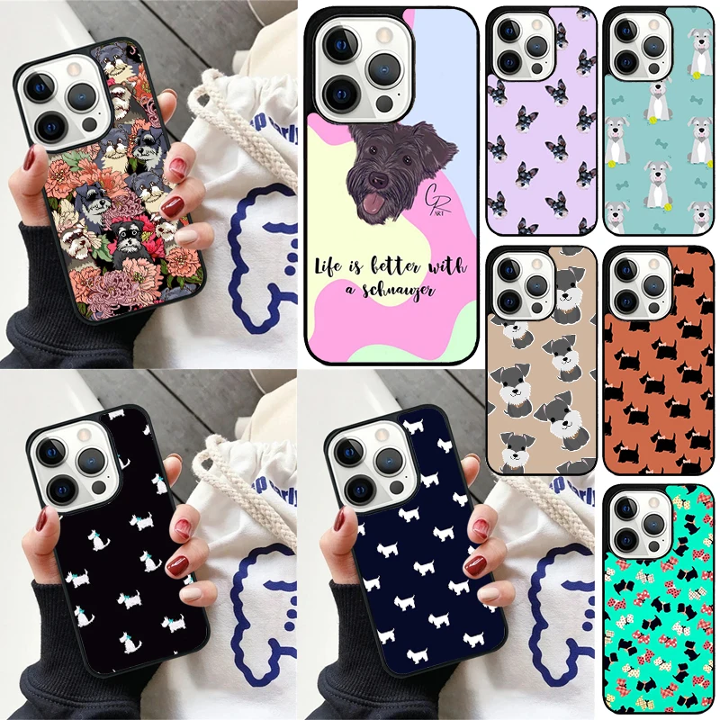 Чехол с изображением собаки шнауцера для iPhone 16 13 14 15 Pro Max 12 Mini 11 6 7 8 Plus SE 2020 чехол