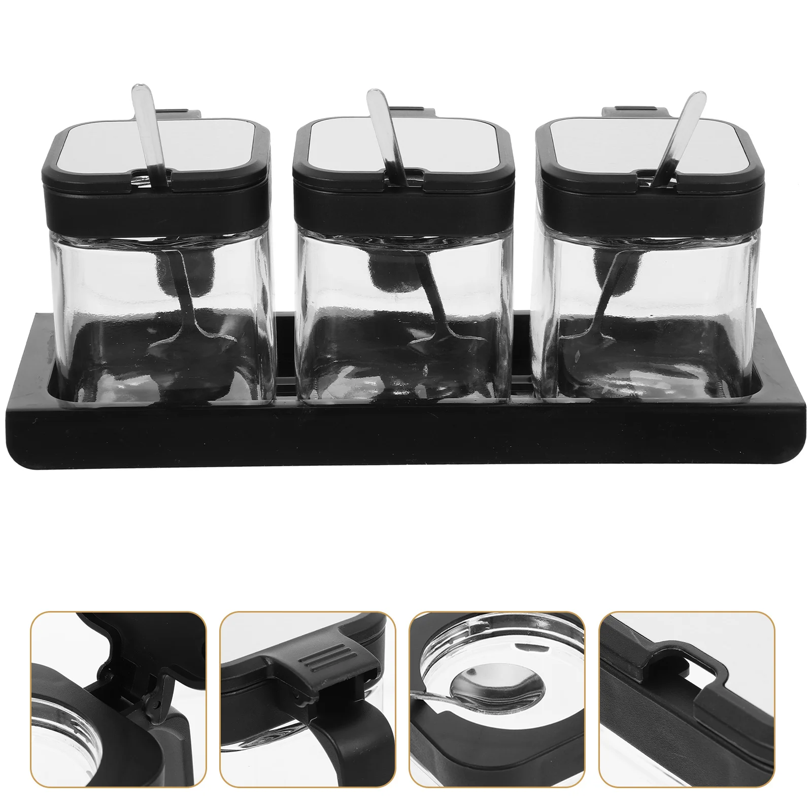 

1 Set Storage Storage Jar Bowl With Lid Storage Jars Salt Jar With Tray Seasoning Jar for Storage Home