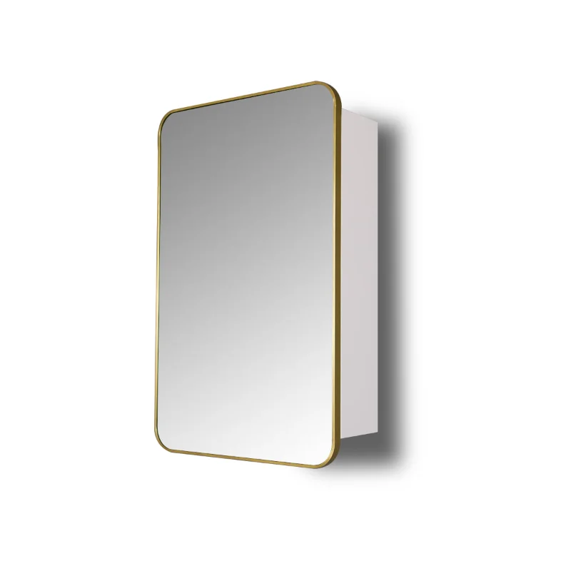 

Better Homes & Gardens Brushed Golden Aluminum Frame Wall Mount Mirror Medicine Cabinet