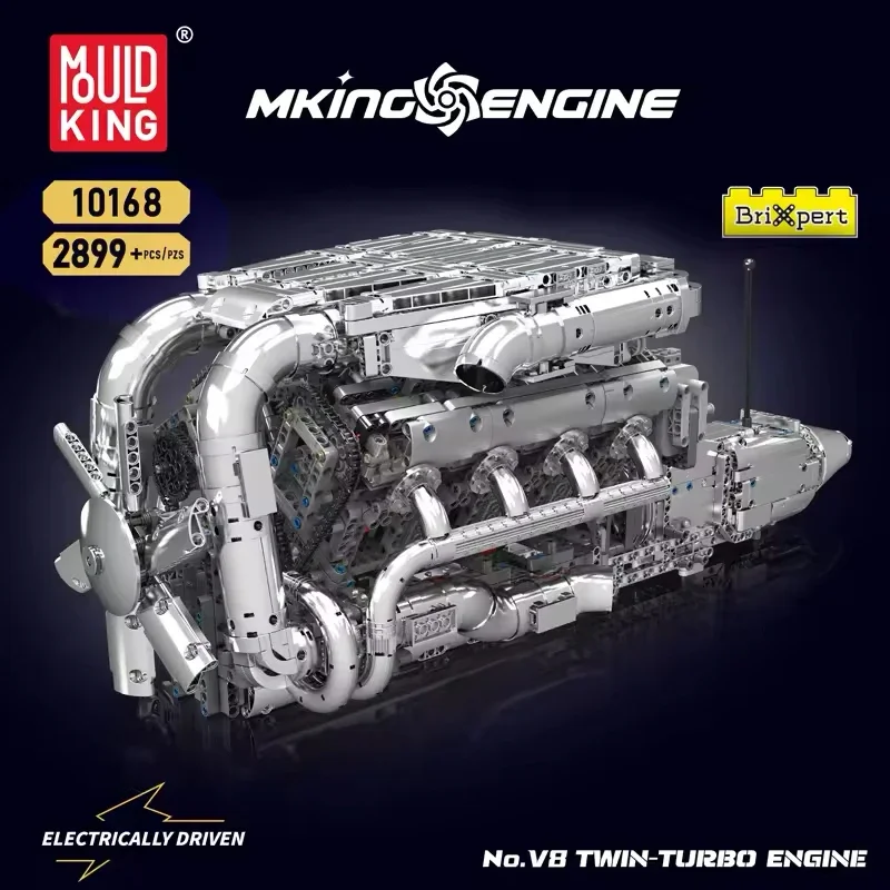 Mold King 10168 технические игрушки для автомобилей моторизованный двигатель V8 Tmin-turbo