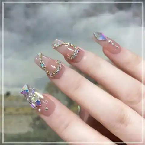 6/12 set of rhinestones with crystals for manicure, color box with diamonds, size Sub, flat base, 3D nail decoration with ...