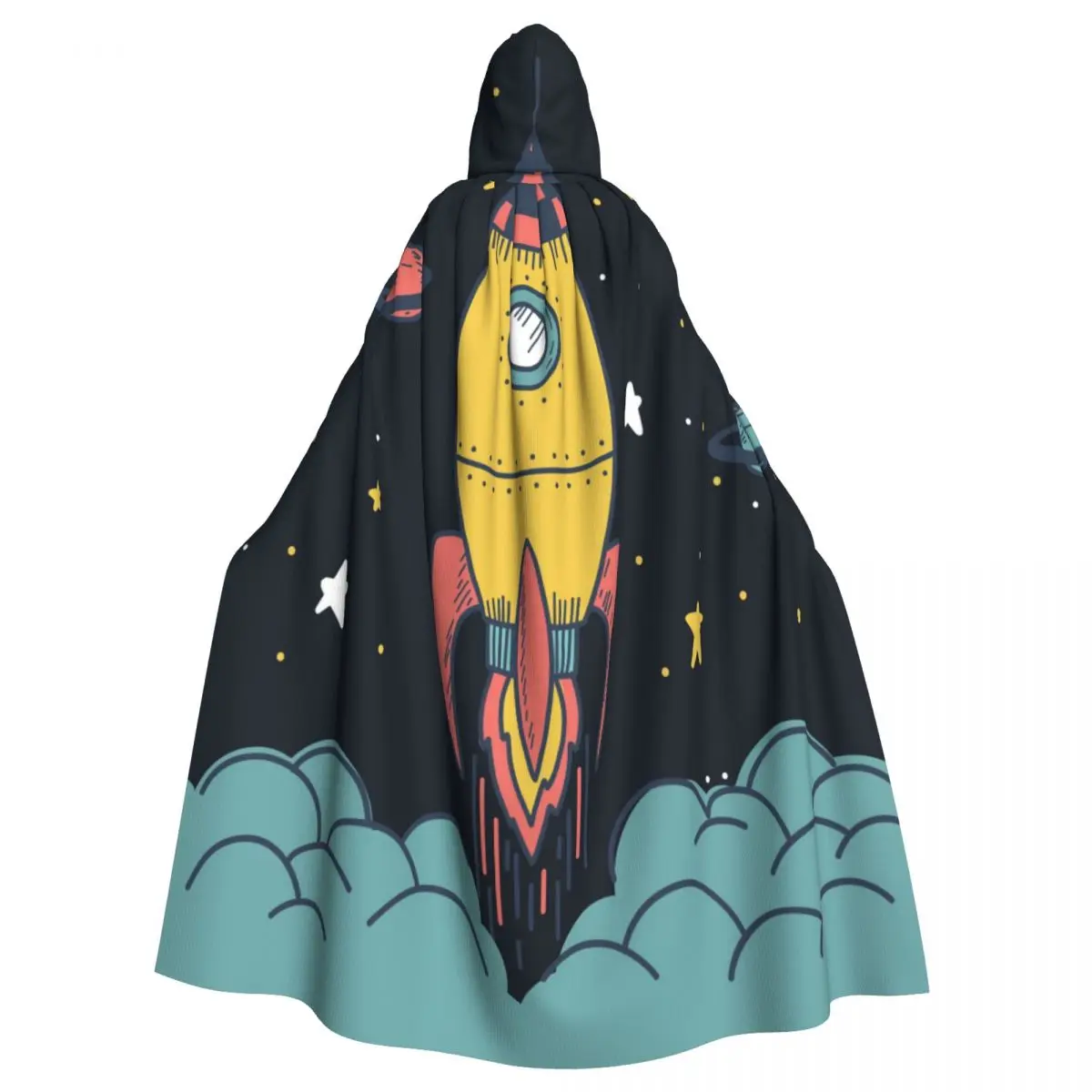 

Long Cape Cloak Lovely Space Rocket Hooded Cloak Coat Autumn Hoodies