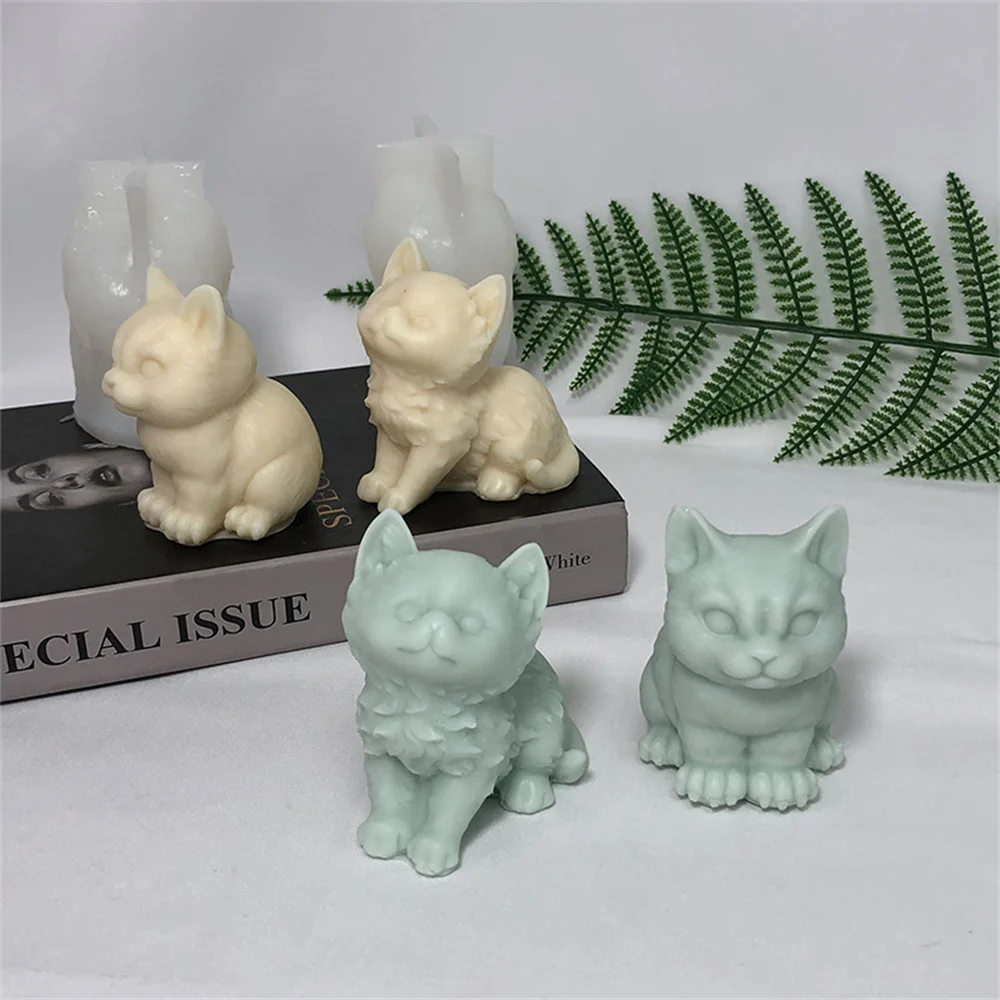 

Cartoon Kitten Silicone Candle Mould Cute Cat DIY Soap Resin Plaster Making Tool Animal Chocolate Cake Ice Mold Home Decor Gifts