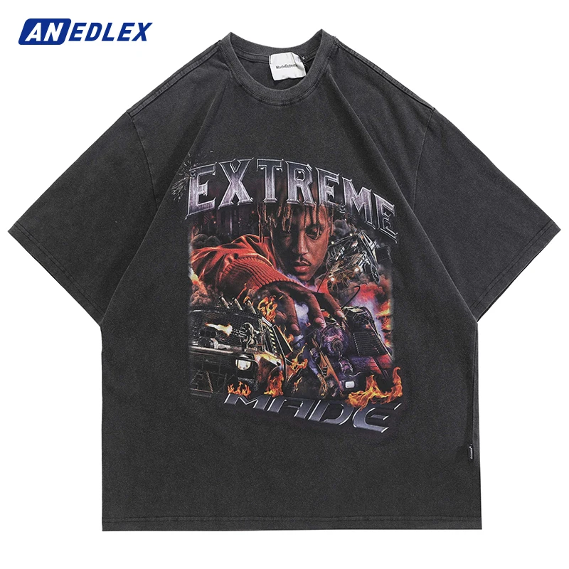 

2022 Oversize Vintage T-Shirt Streetwear Hip Hop Rapper Portrait Graphic Tshirt Men Harajuku Short Sleeve Casual Cotton Tops Tee