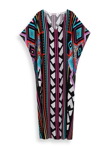 Женское платье-кафтан с богемным принтом, модель Q1577