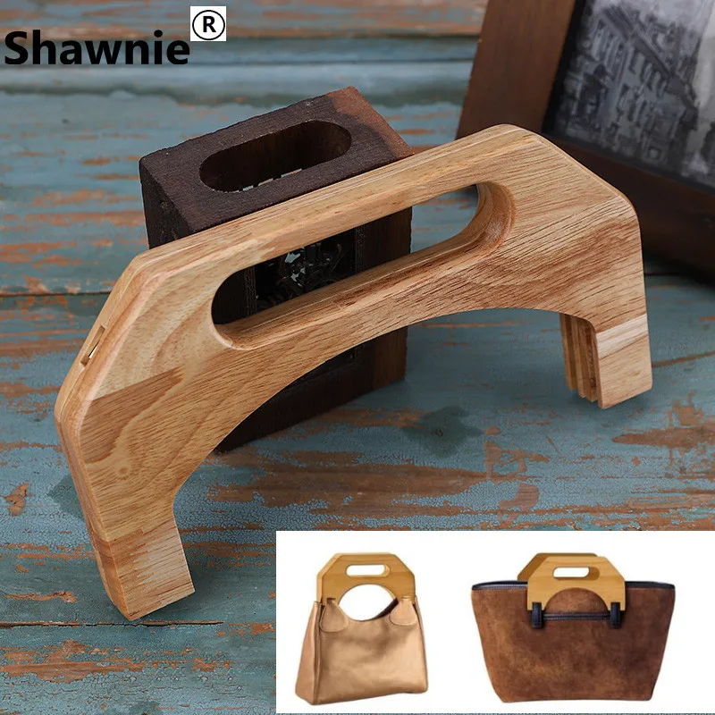

1 Set Nature Color Real Wood Material Polish Well Wood Purse Handle Handbag Accessories New Trendy Bag Handle Frame Wholesales