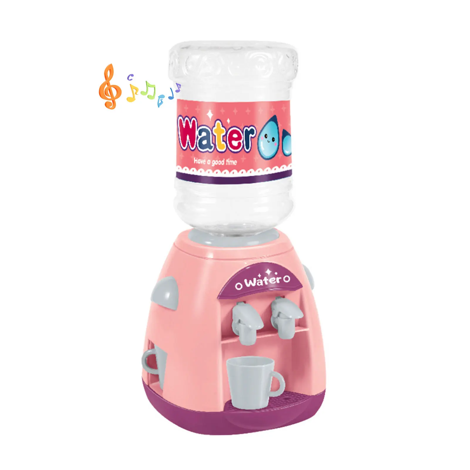 

Drinking Fountain Accessories Double Head Battery Powered Pretend Role Mini Gifts Model Electric Water Dispenser Toy With Music
