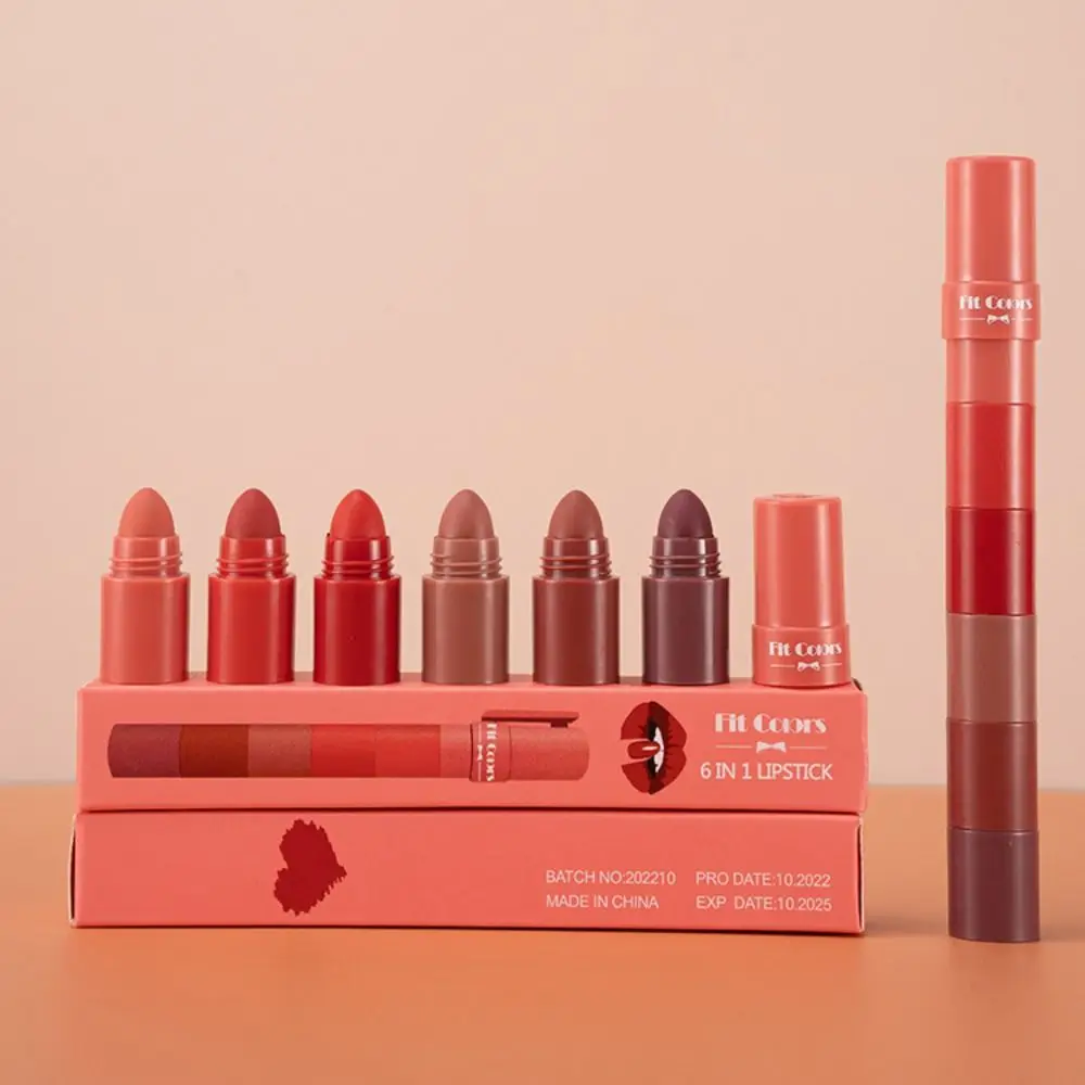 

6-Color Matte Velvet Not Easy to Stick Cup Lip Gloss Lipstick Pen Lipstick Combination Makeup Tool Matte Lip Gloss