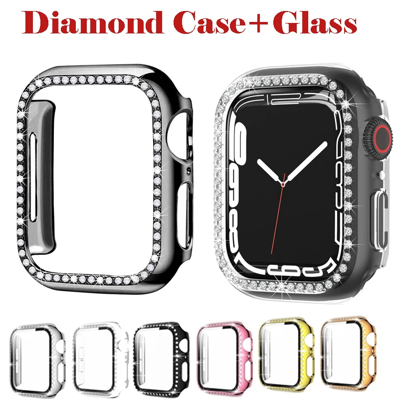 

Блестящий чехол для Apple watch, Чехол 45 мм, 41 мм, 44 мм, 40 мм, 42 мм, 38 мм, Аксессуары для планшетов iWatch series 3, 4, 5, 6, SE, 7