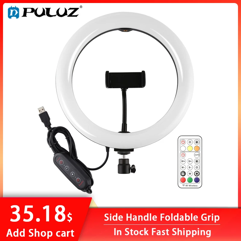 

Кольцевой светильник для селфи PULUZ PU504B, 10,2 дюйма, 26 см, 168 светодиосветодиодный