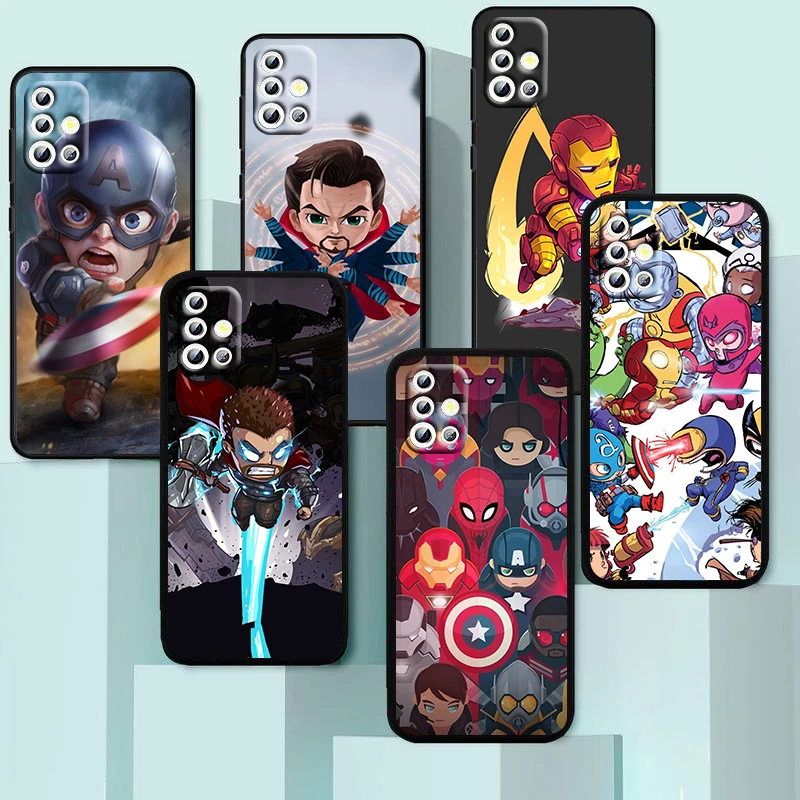 

Marvel Cartoon Heros For Samsung Galaxy A04 A04E A42 A12 A02S A91 A81 A71 A51 A41 A31 A21 A01 Silicone Black Phone Case Fundas