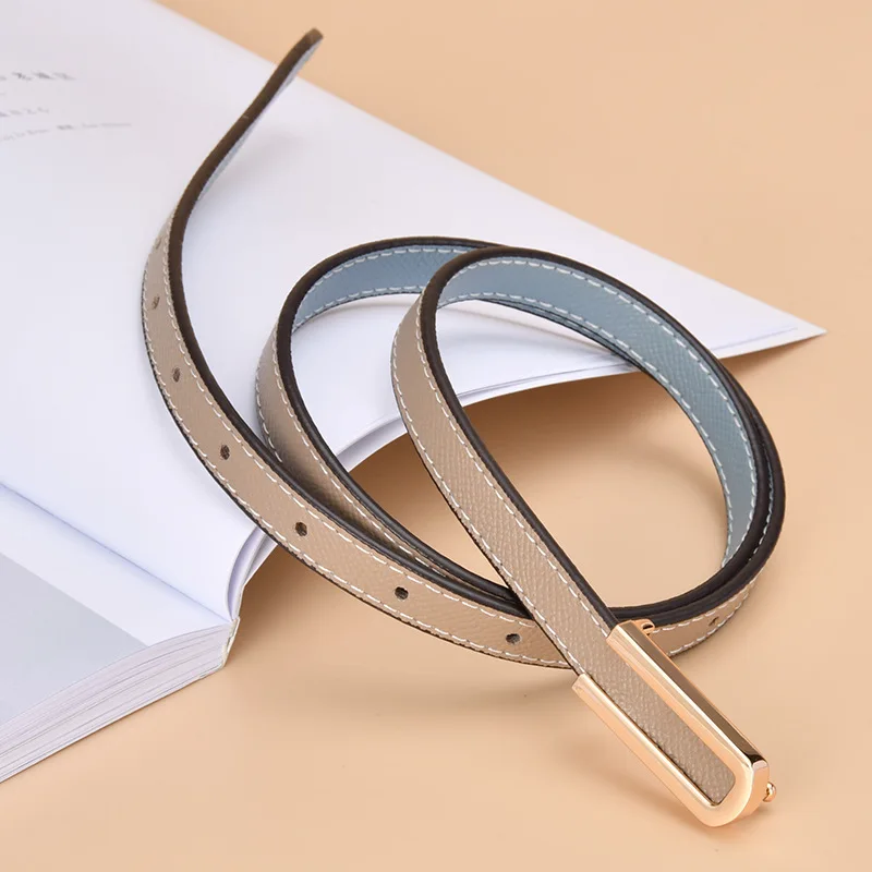 Japanese Style Candy Colors Real Leather Waist Belts for Women Solid Pattern Cowskin Slim Belts Dress Jeans Ladies Belts Strap