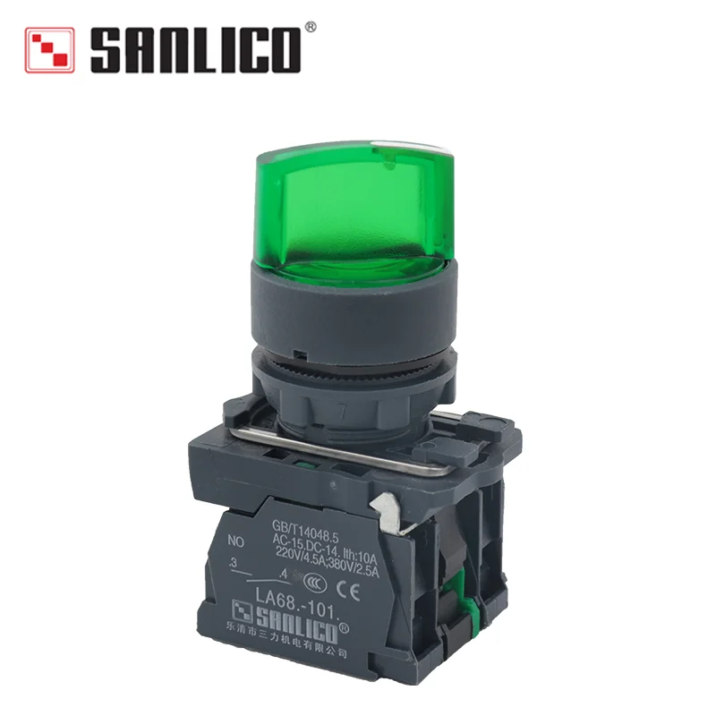 

Переключатель с подсветкой, Вращающаяся ручка, два или три позиции, выключатель светодиодный SB5 LA68S XB5AK124B5 AK133M5, выключатель диаметром 22 мм