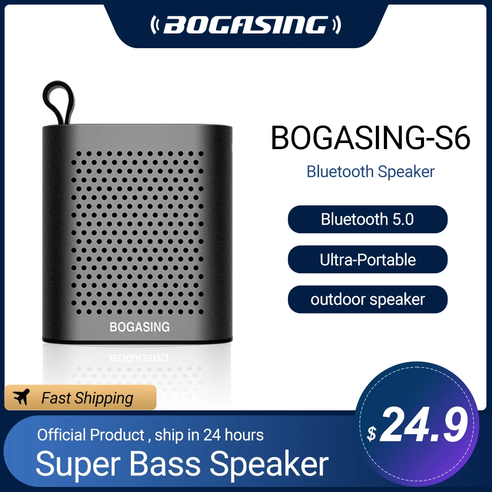 Bogasing S6 Mini Bluetooth Speaker Portable Wireless Column Speaker HIFI Lossless Sound Quality Stereo Subwoofer Loudspeaker